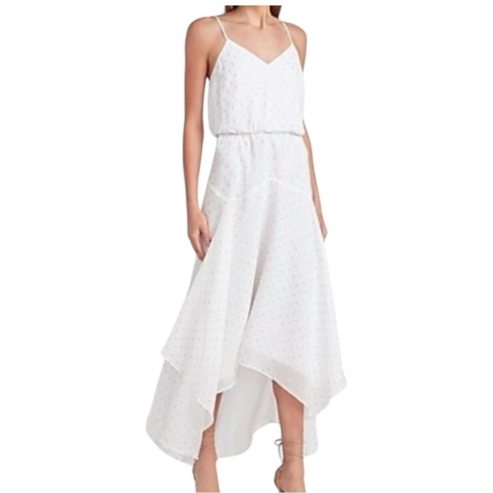 Express White Swiss Dot High-Low Midi Dress, Breezy Summer XL Women’s